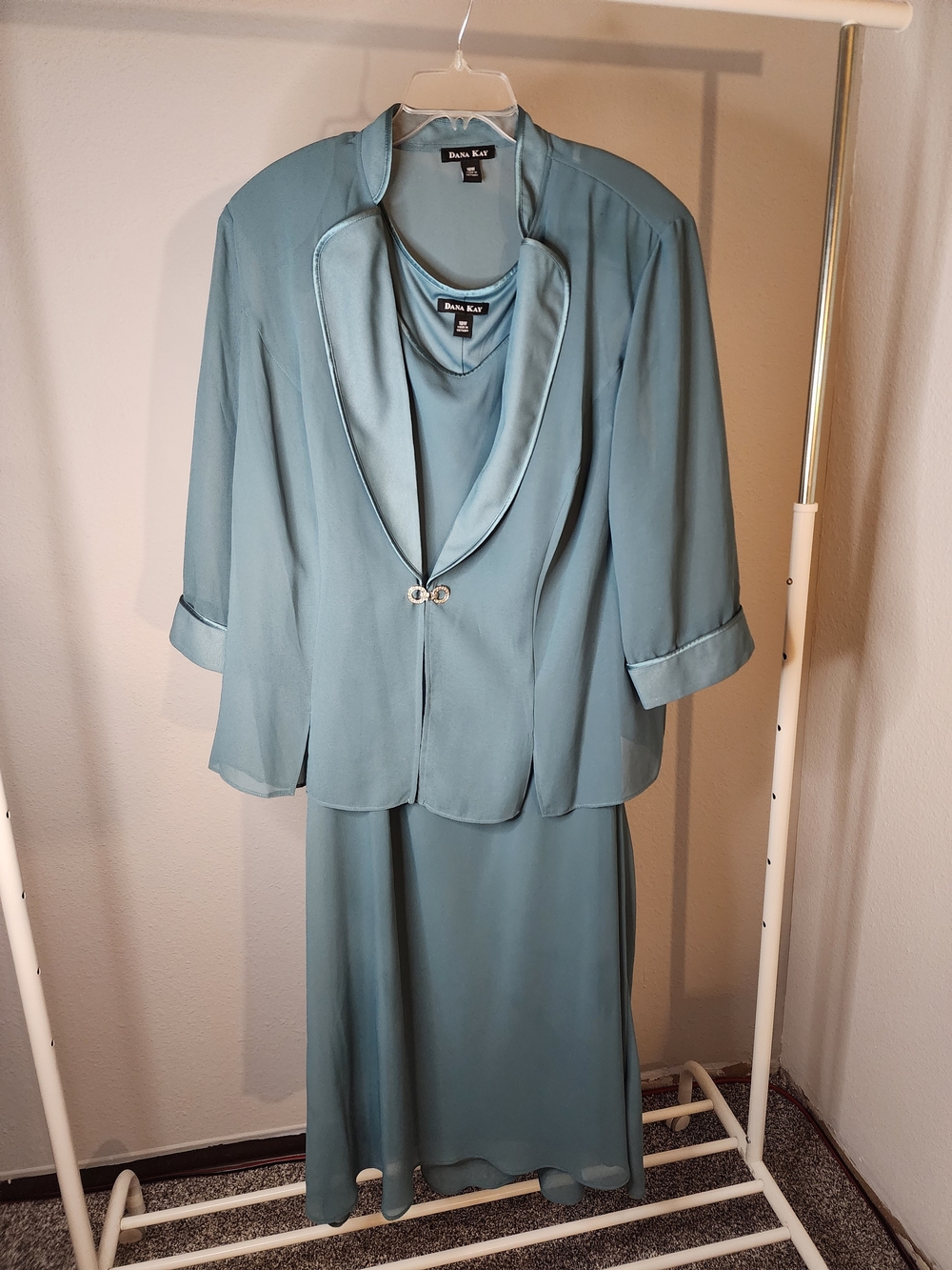 Dana Kay Dusty Blue Womens Dress with Jacket